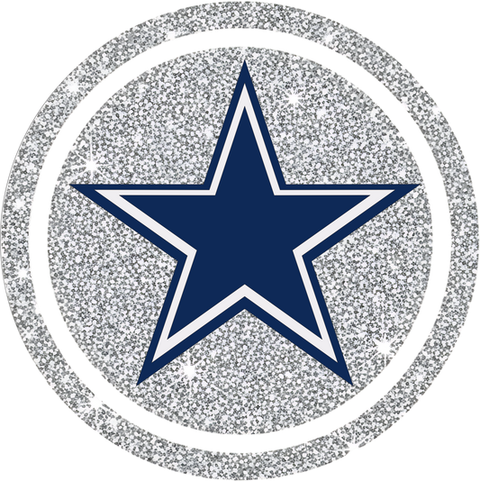 Silver with blue and white star sign