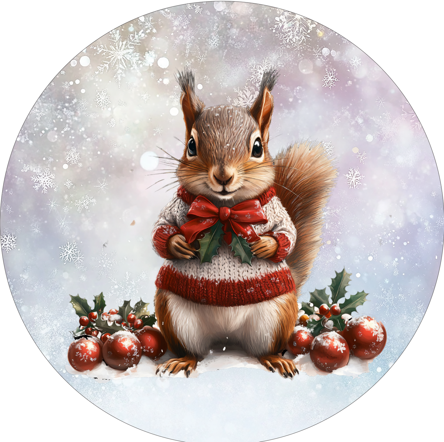 Squirrel in snow Round Sign