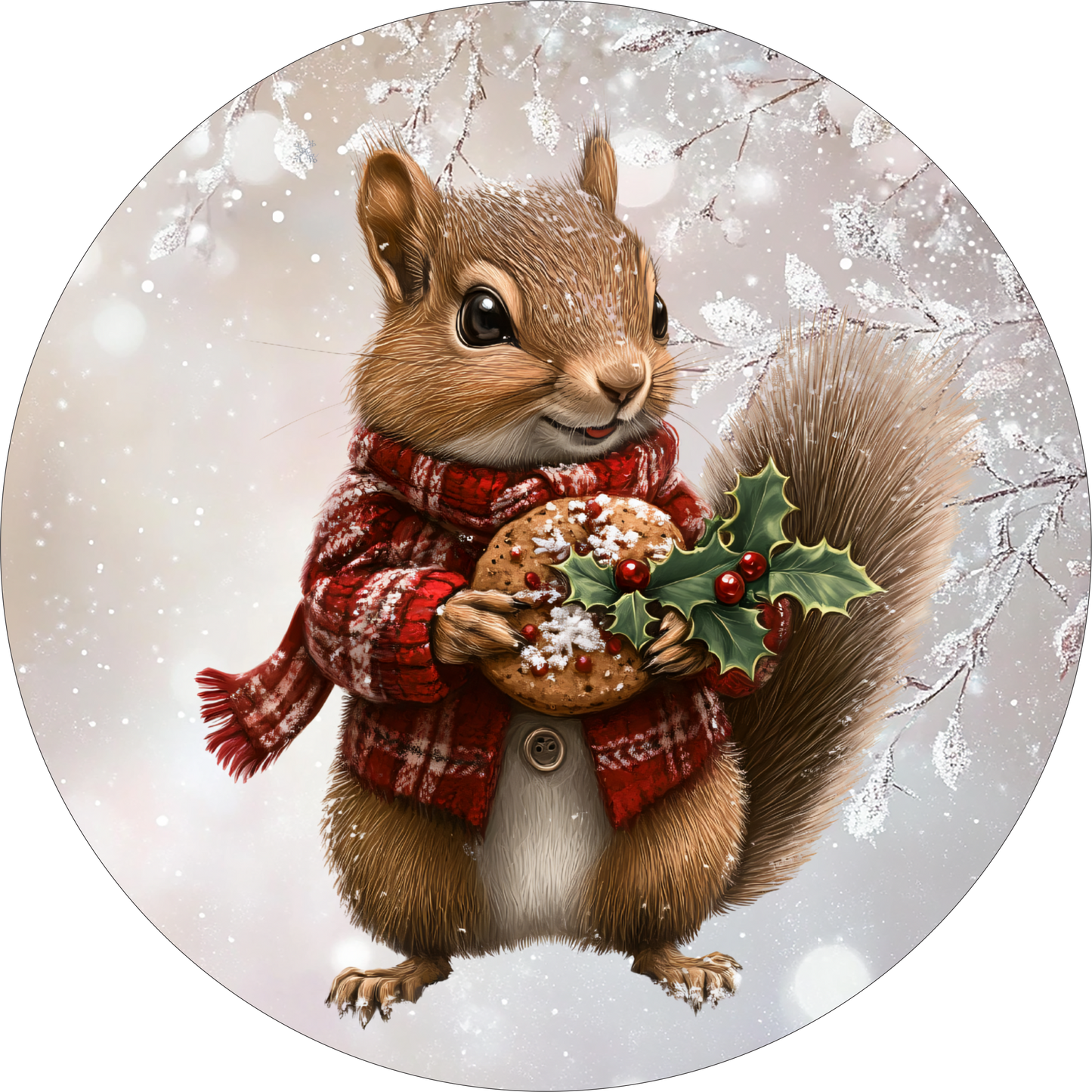 Squirrel with a cookie Round Sign