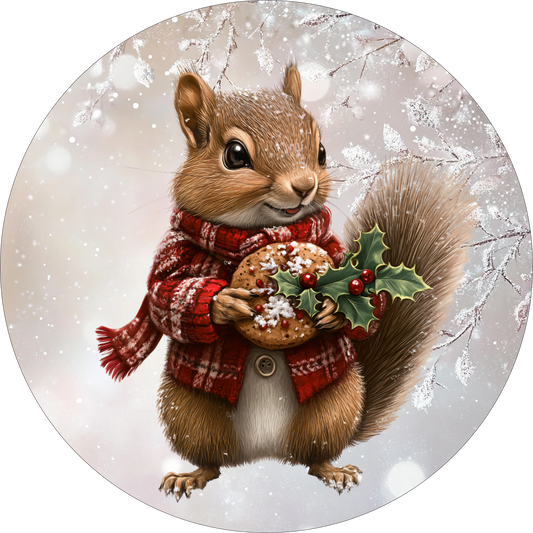 Squirrel with a cookie Round Sign