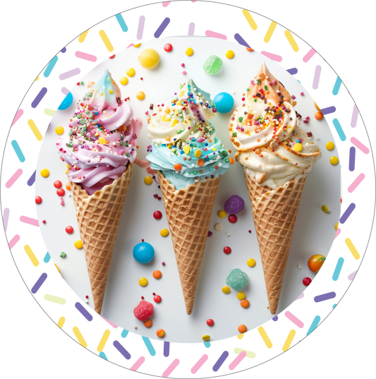 Ice cream Summer sign Round