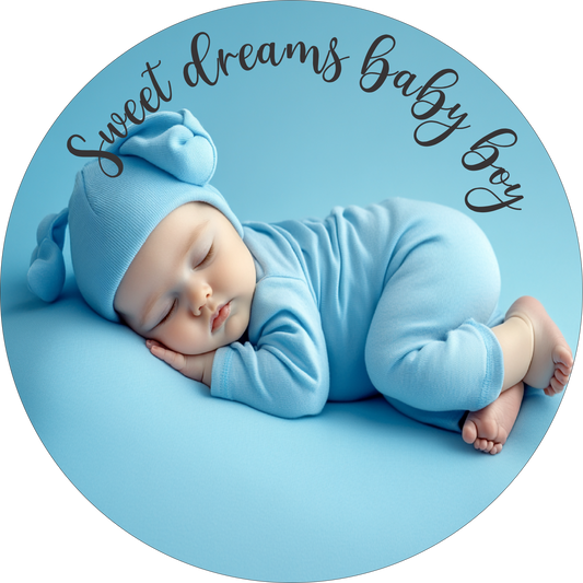 Sweet dreams white skin baby boy Round