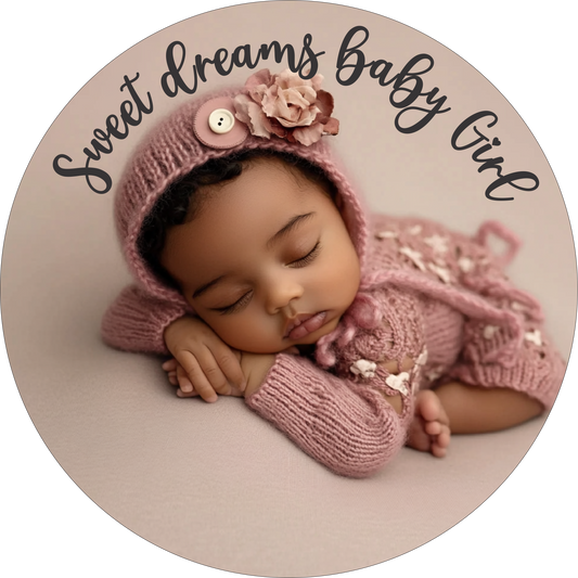 Sweet dreams brown skin baby girl Round