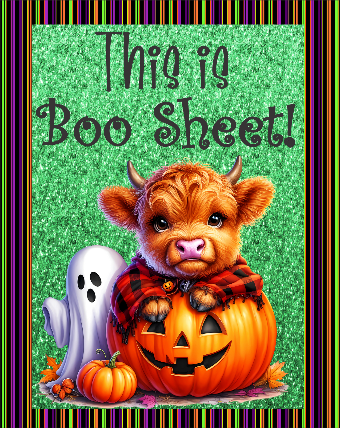 This is Boo Sheet cow in pumpkin  8x10