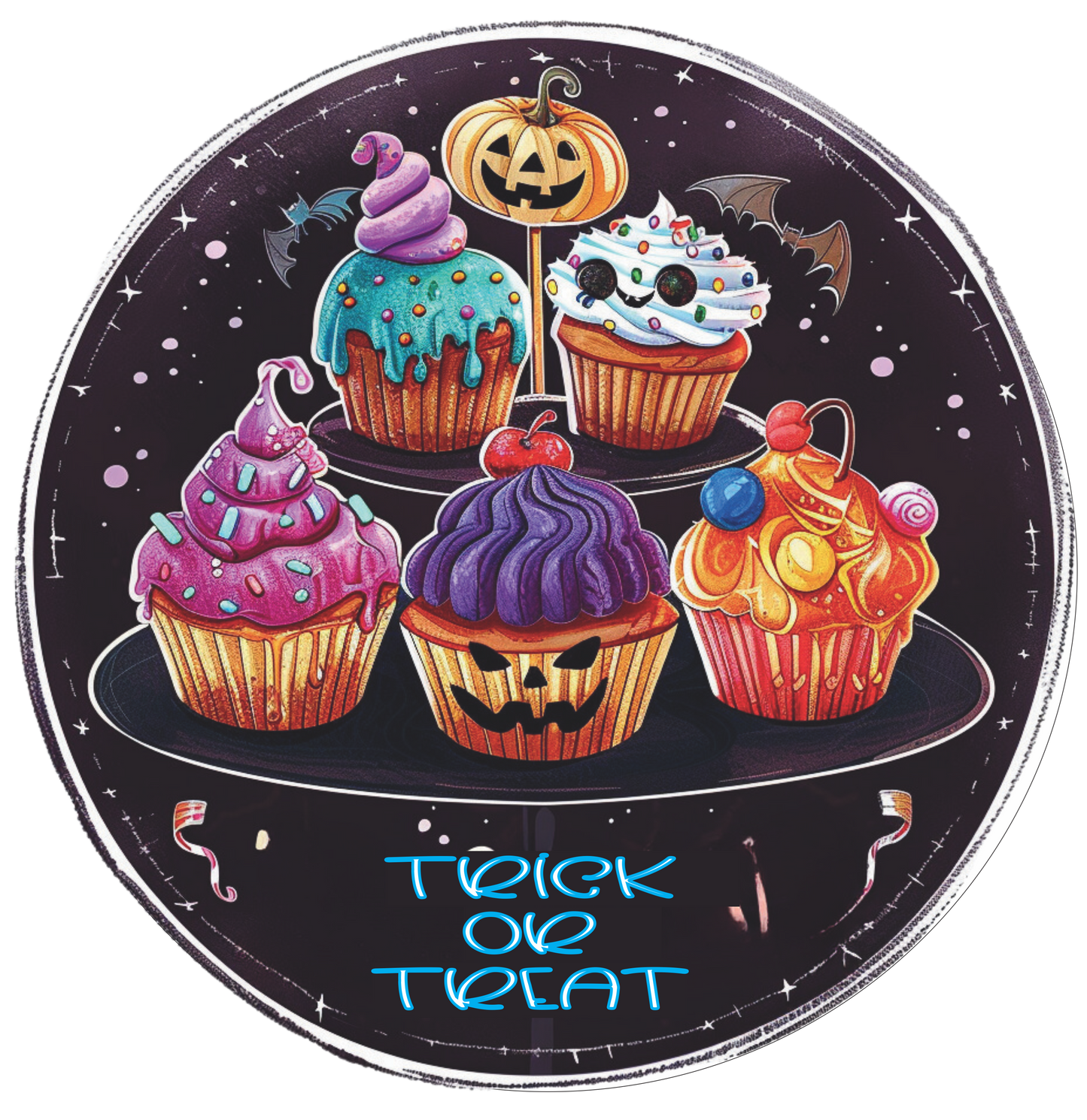 Trick or Treat Cupcake stand sign Round