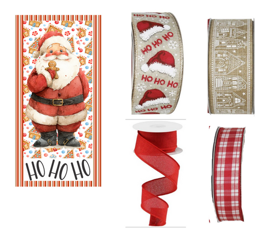 Ho Ho Ho Santa Sign and Ribbon Set
