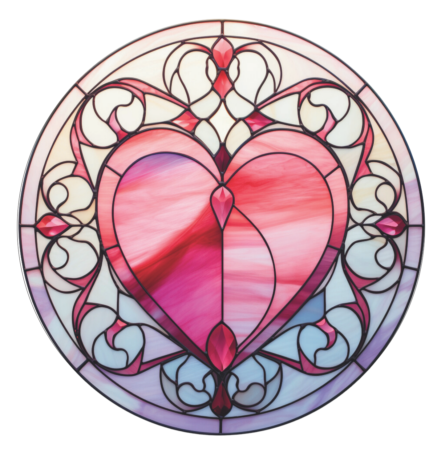 Large Heart faux stained glass Sign Round