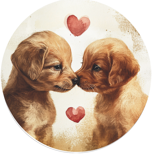 Puppies in Love Sign Round