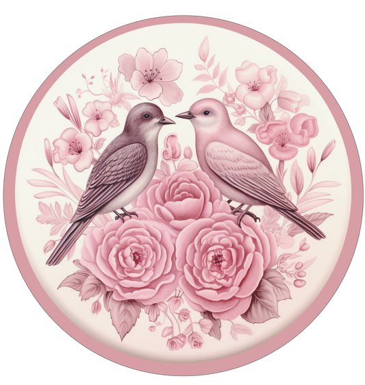 Vintage birds in love Sign Round