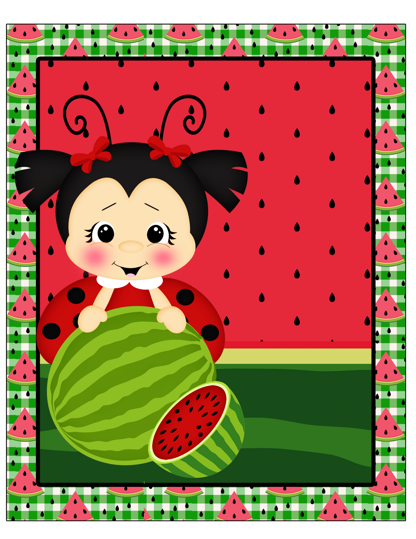 Watermelon Ladybug 8x10