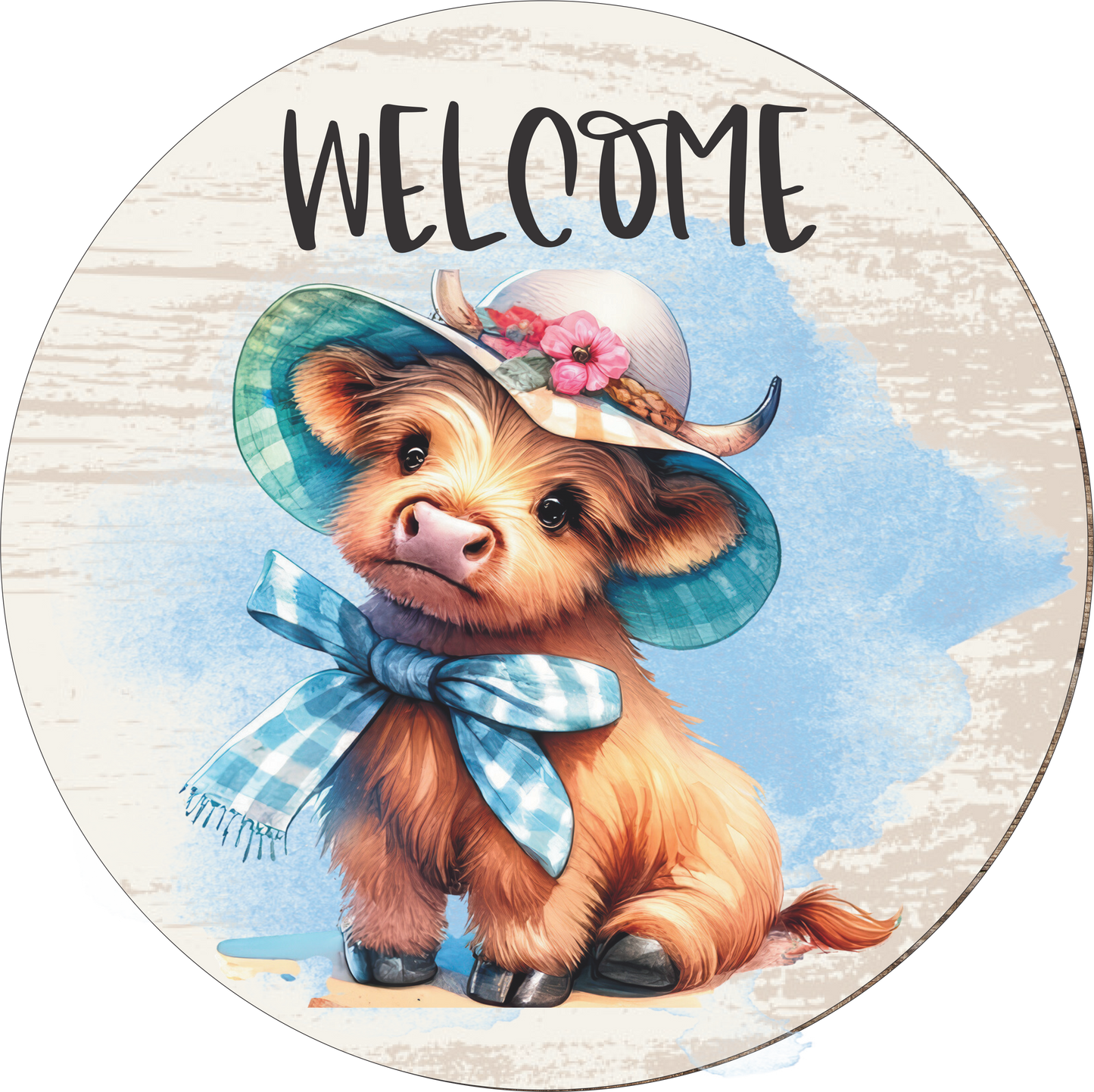 Welcome Baby Cow in pastels Round