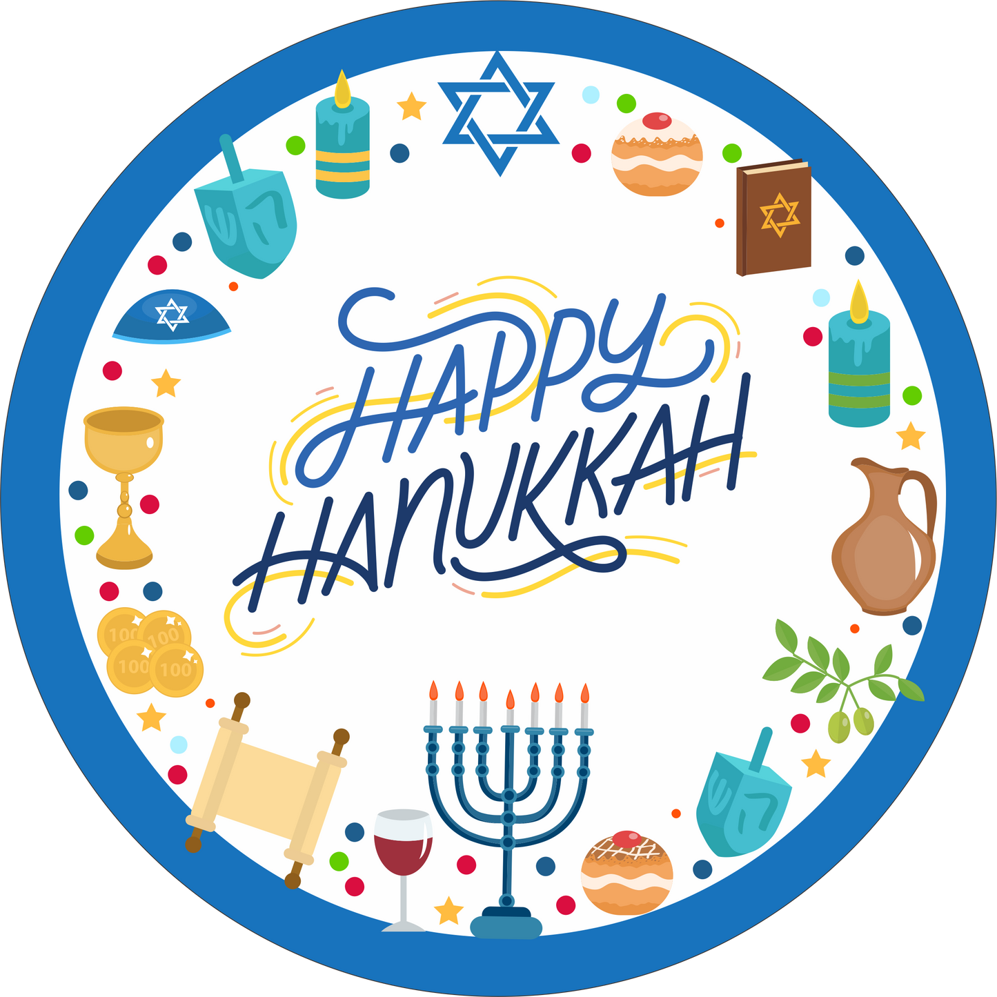 Happy Hanukkah Ring Round Sign