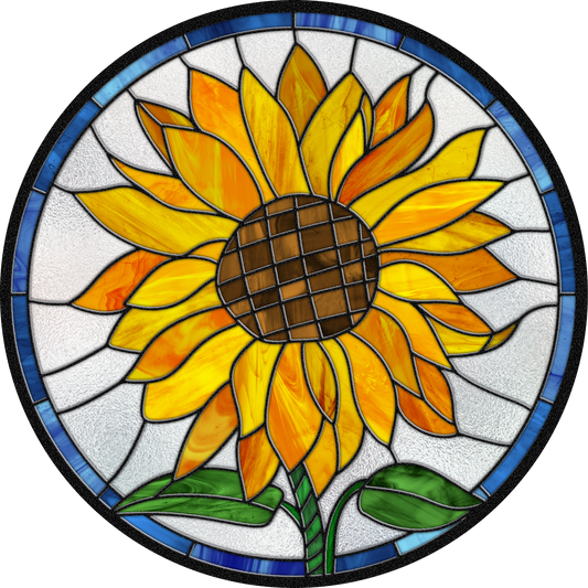 Sunflower Faux Stained Glass Round