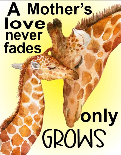 Mothers Love Giraffe Sign