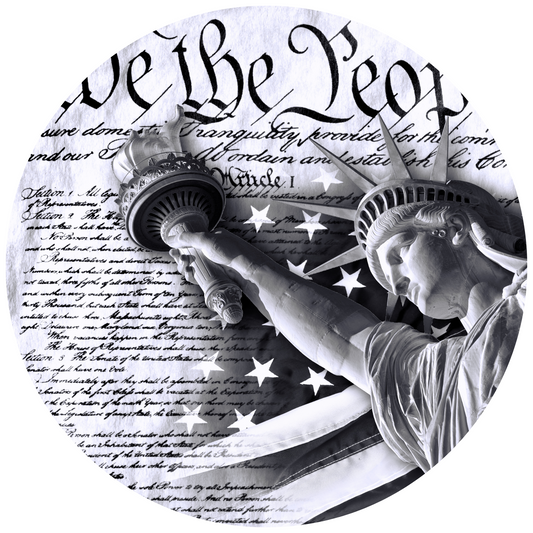 We The People Black and White Round Sign
