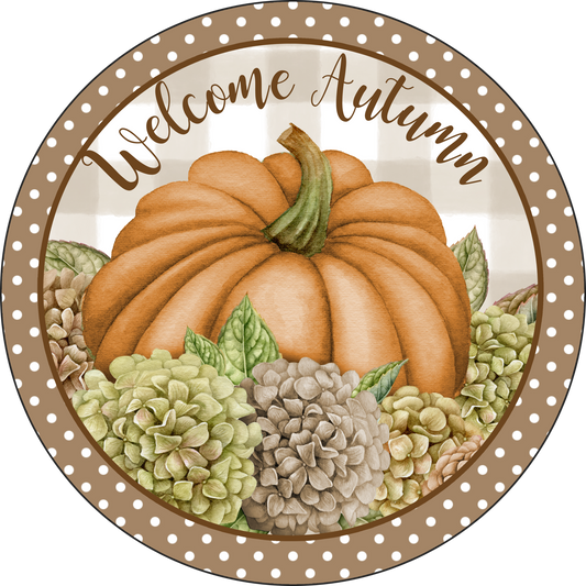 Welcome Autumn Tan and Moss Sign Round