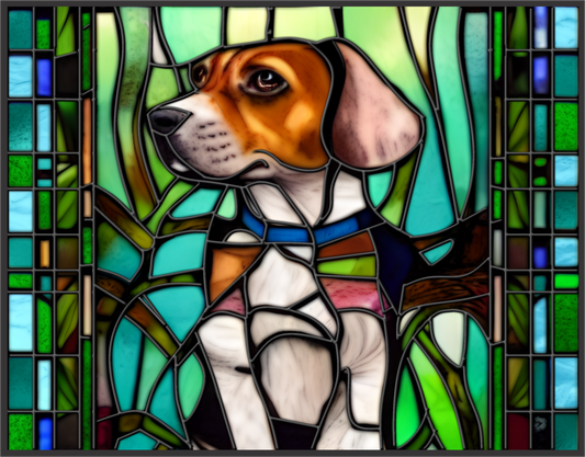 Beagle Stained Glass Sign 9x7