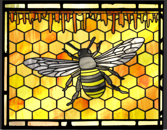 BEE Stained Glass Sign 9x7