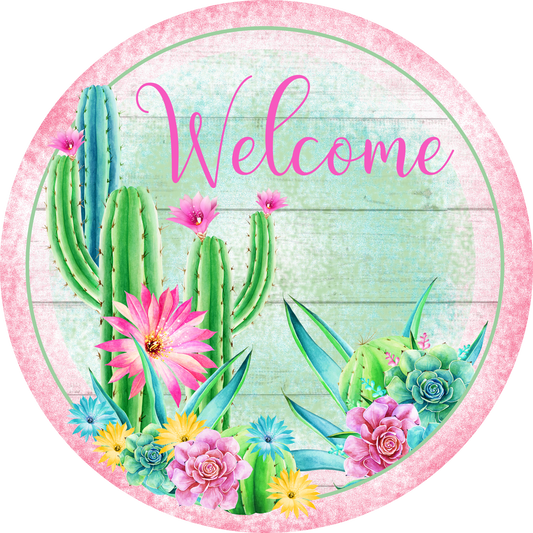 Cactus Succulent Welcome Round