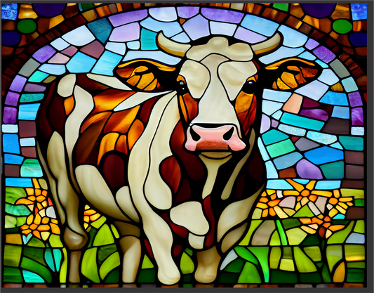 Cow Faux Stained Glass 7x9
