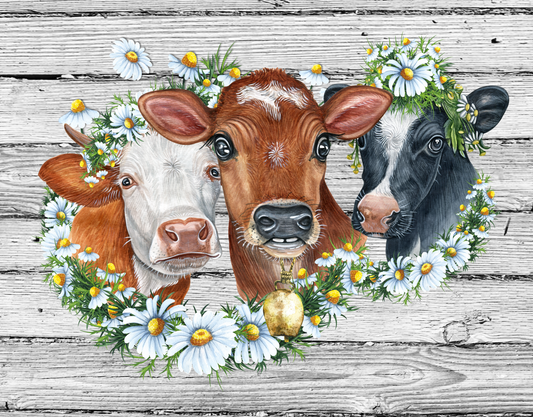 Cows with daisies 7x9