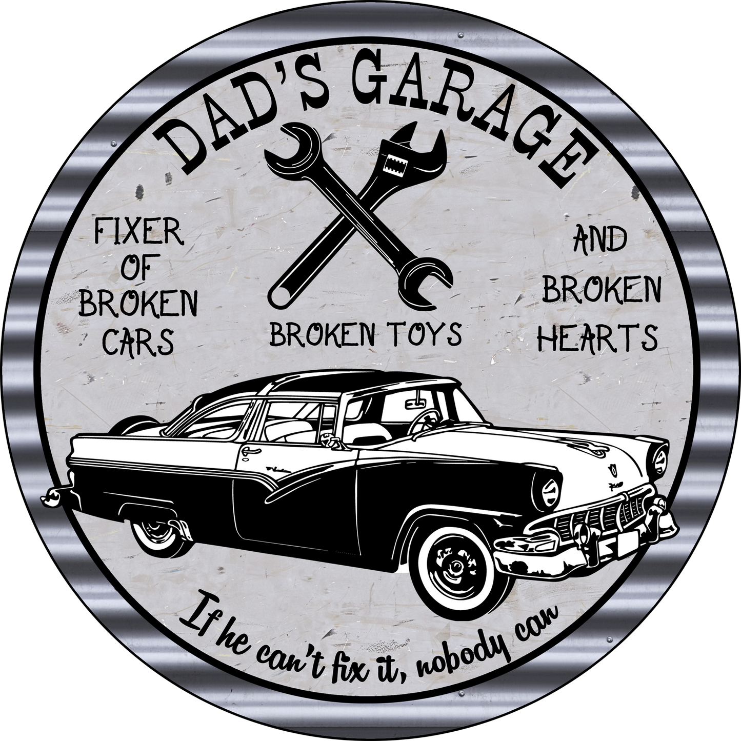 Dads Garage Car Round Sign