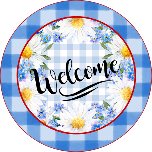 Welcome Blue Daisies Round