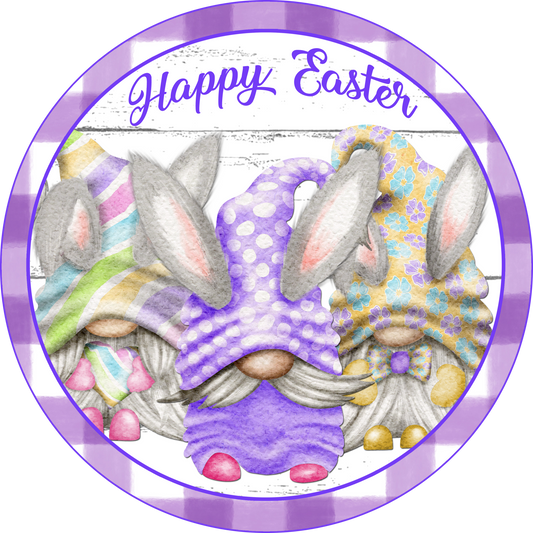 Gnomes Happy Easter Round Sign