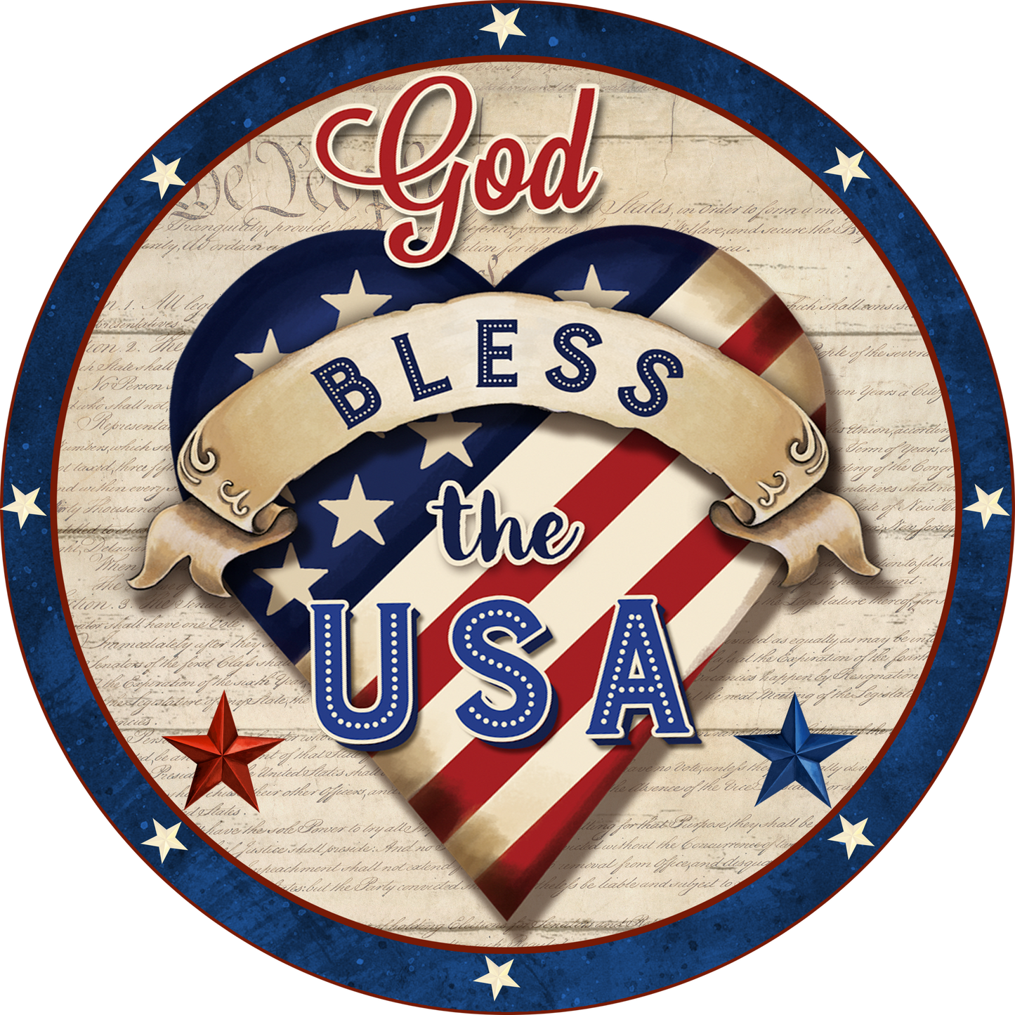 God Bless The USA Round Sign