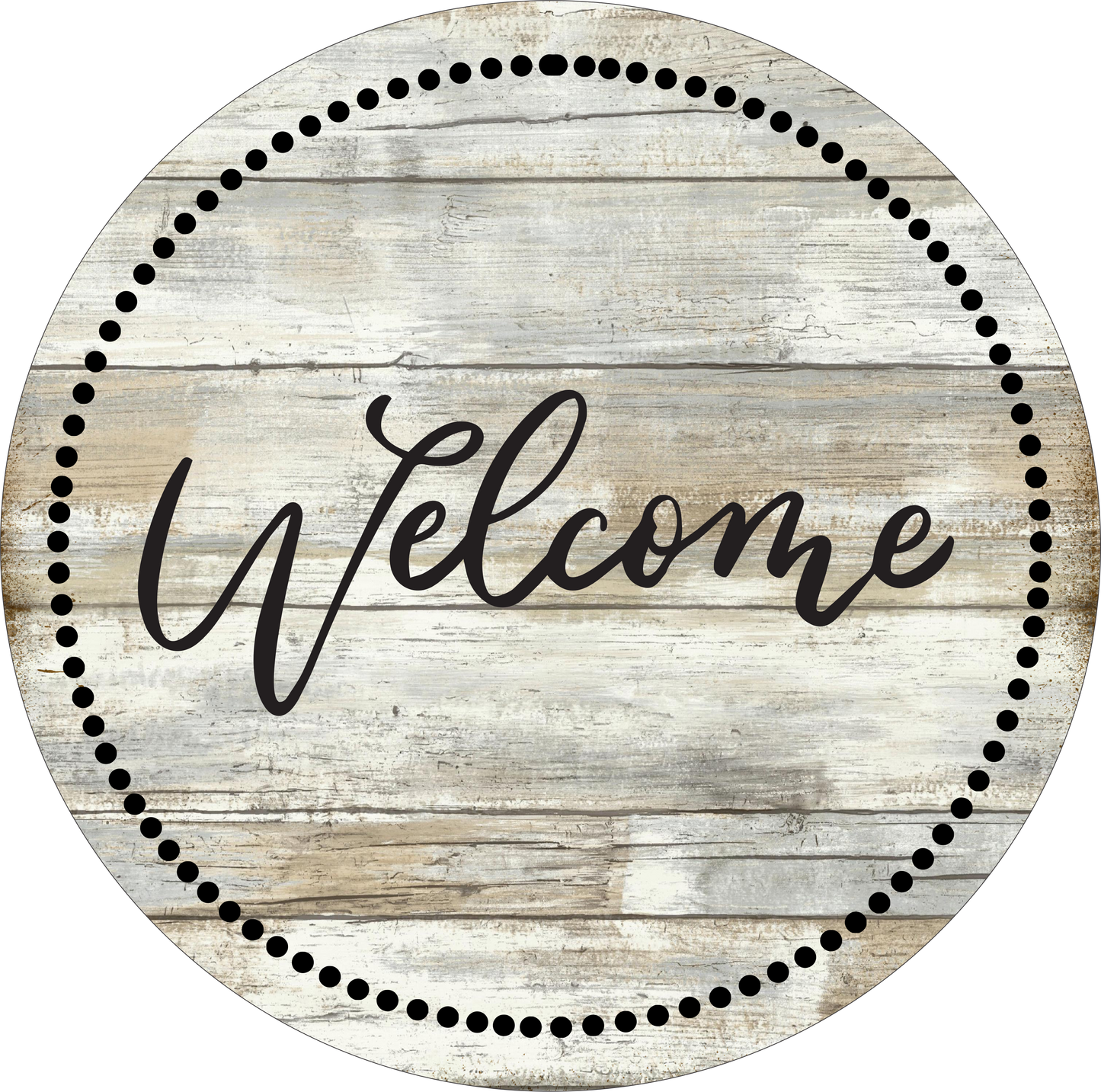 Welcome tan and grey year round wreath Sign Round