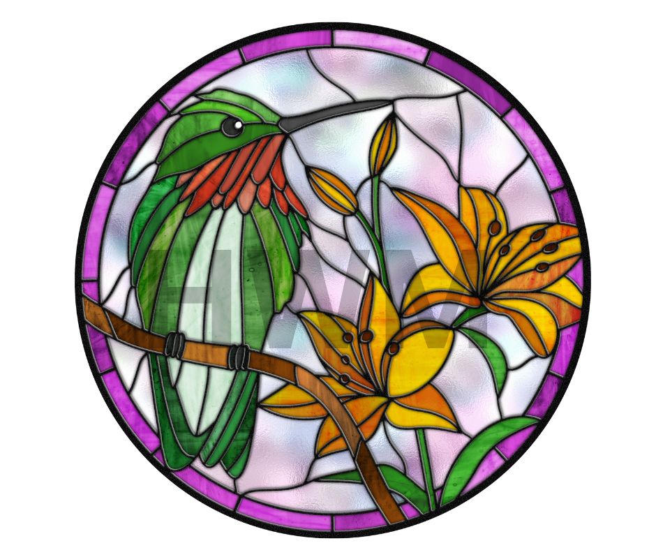 Hummingbird stained glass Round