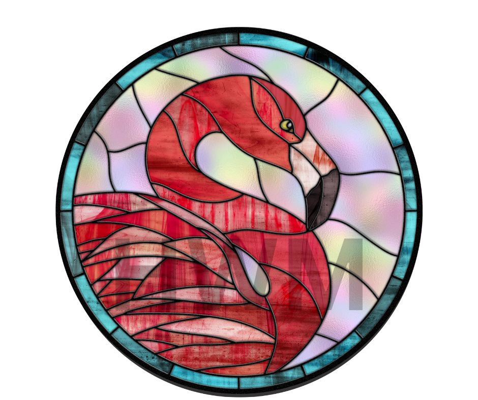 Flamingo stained glass Round