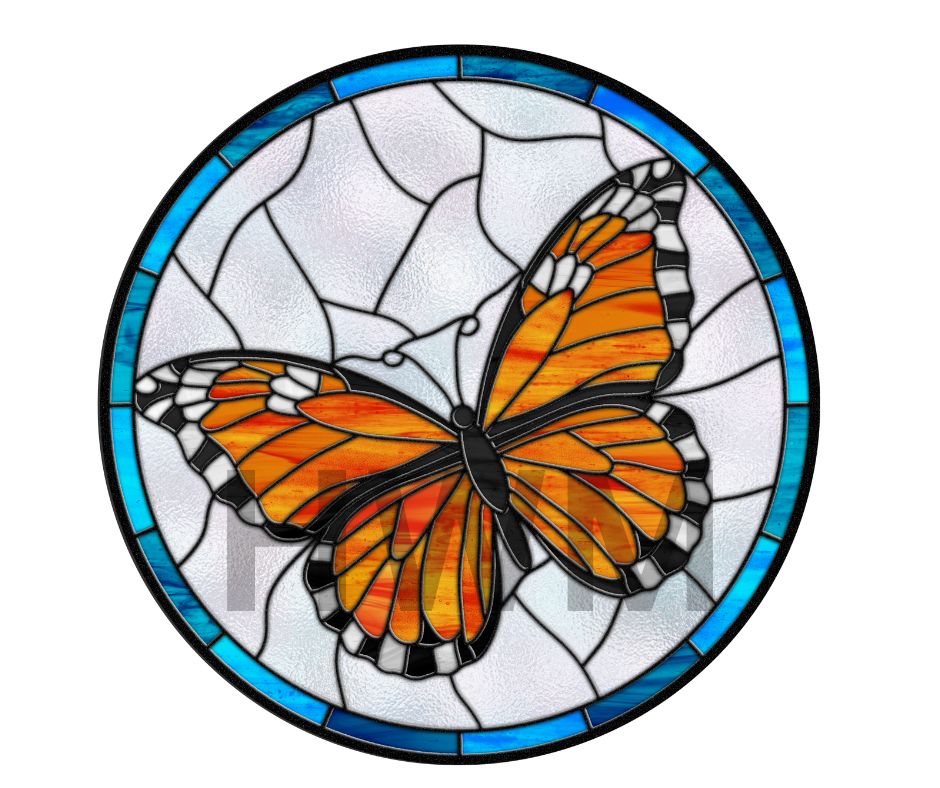 Monarch butterfly stained glass Round