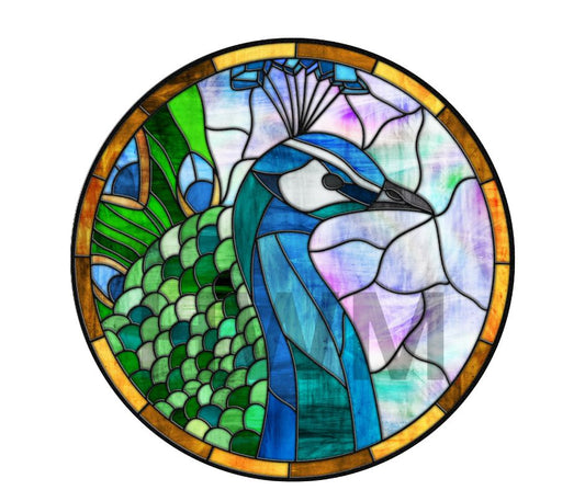 Peacock stained glass Round