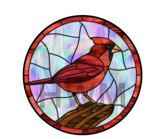 Cardinal stained glass Round