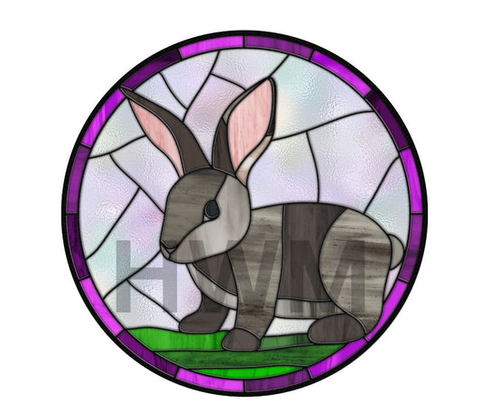 Bunny stained glass Round