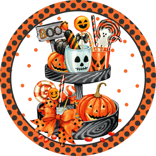 Halloween Tier Tray Decorated sign