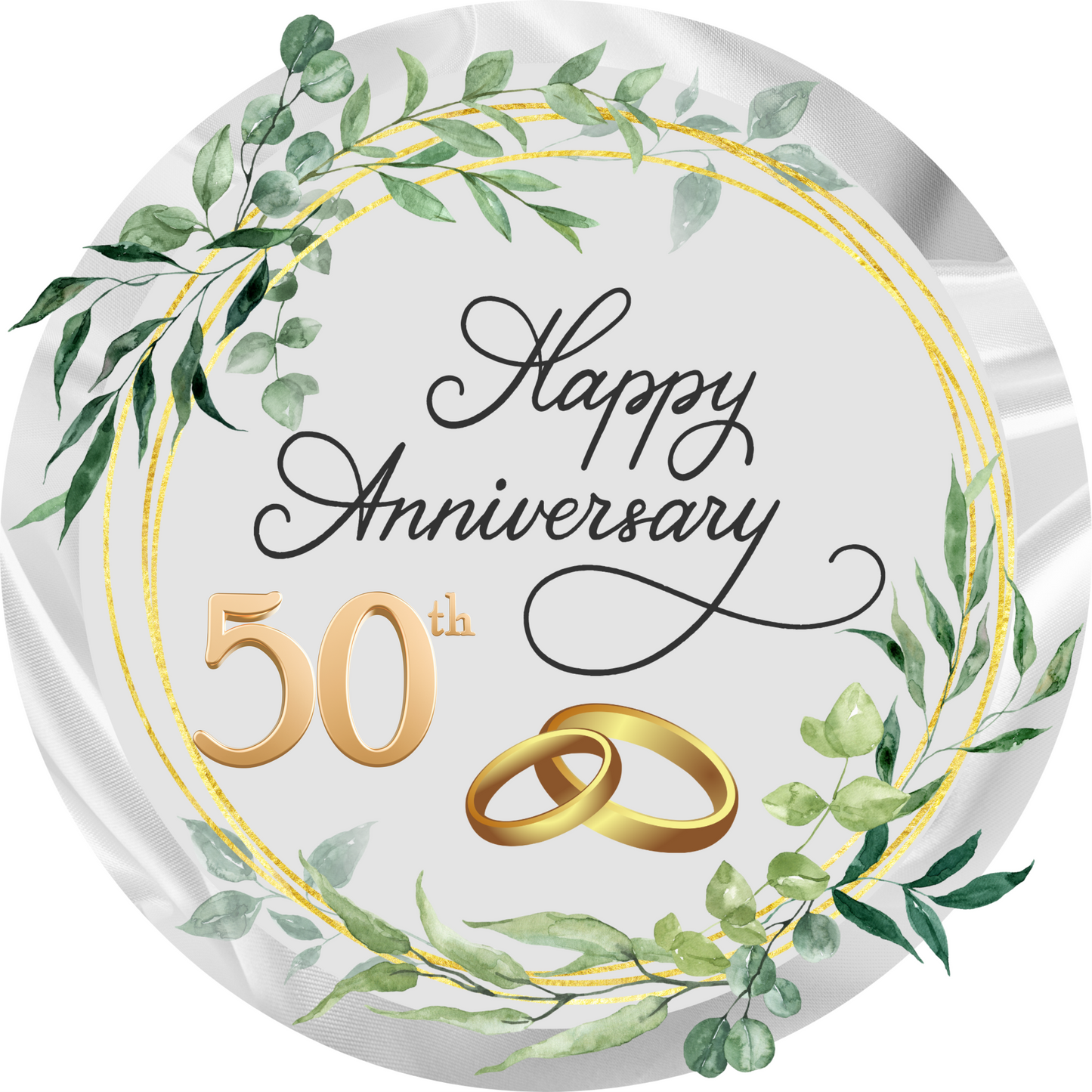 Happy 50th Anniversary with Rings Round- Silver and Gold