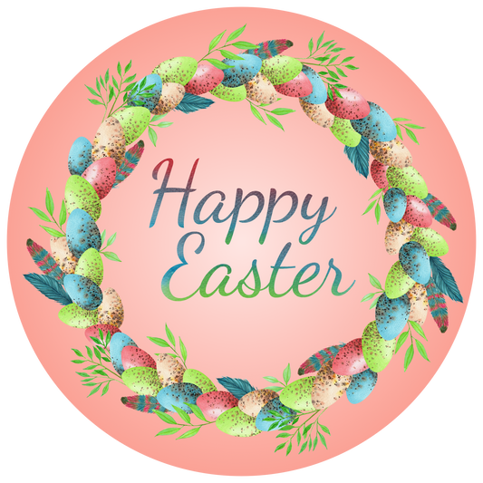 Happy Easter Egg Wreath Round