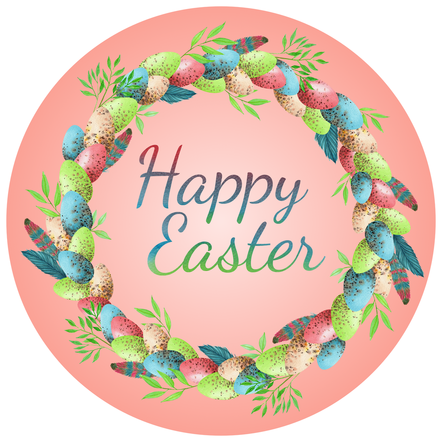 Happy Easter Egg Wreath Round