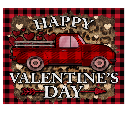Happy Valentines Day Leopard Print Truck