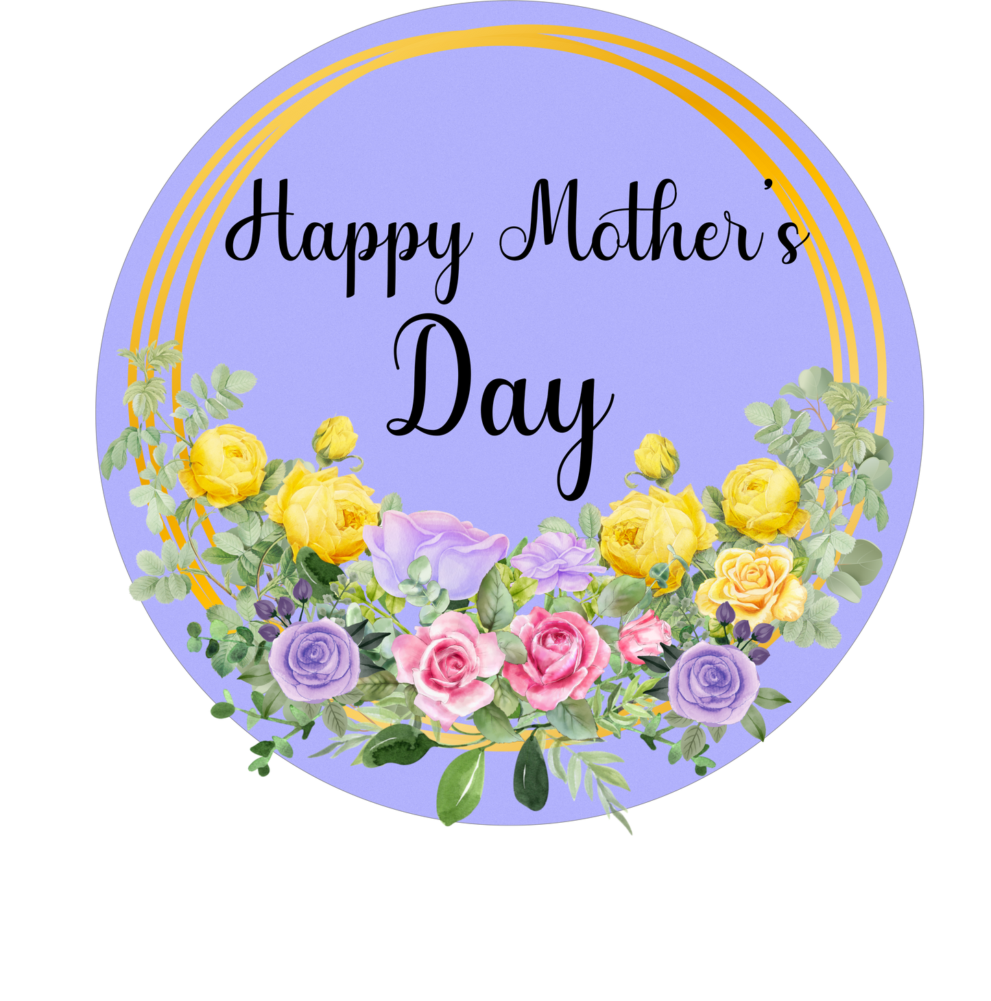 Purple and Yellow Happy Mothers day round sign