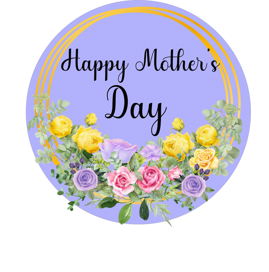 Purple and Yellow Happy Mothers day round sign