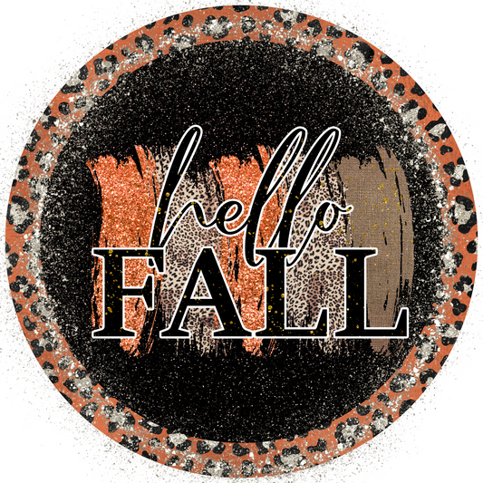 Hello Fall Sparkle Round Sign