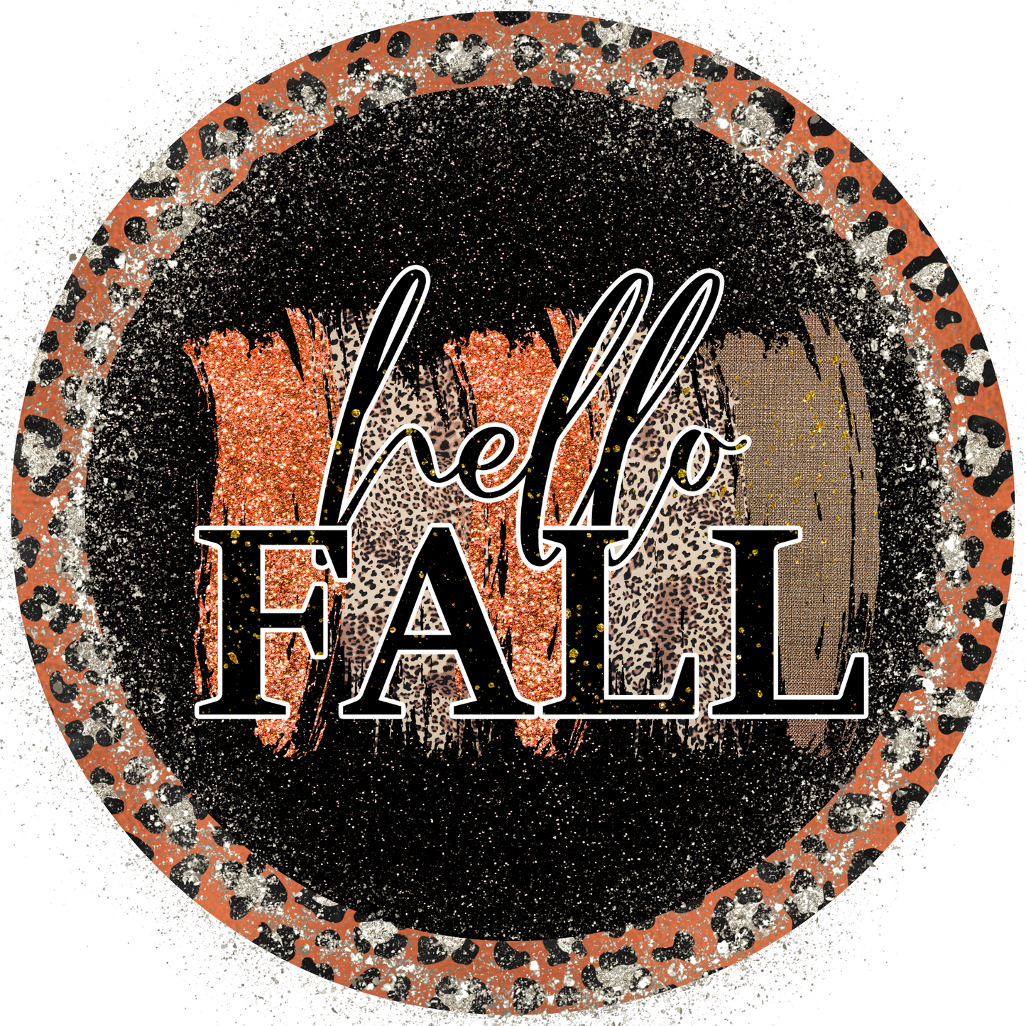 Hello Fall Sparkle Round Sign