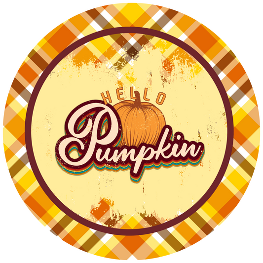 Hello Pumpkin Plaid Round