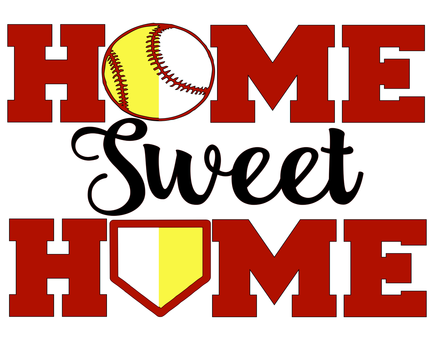 Home sweet Home baseball softball 7x9