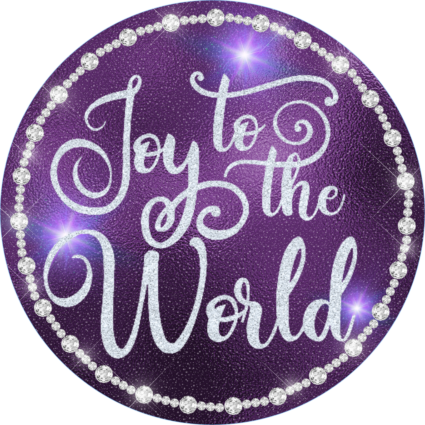 Purple and Silver Joy to the World wreath Sign Round