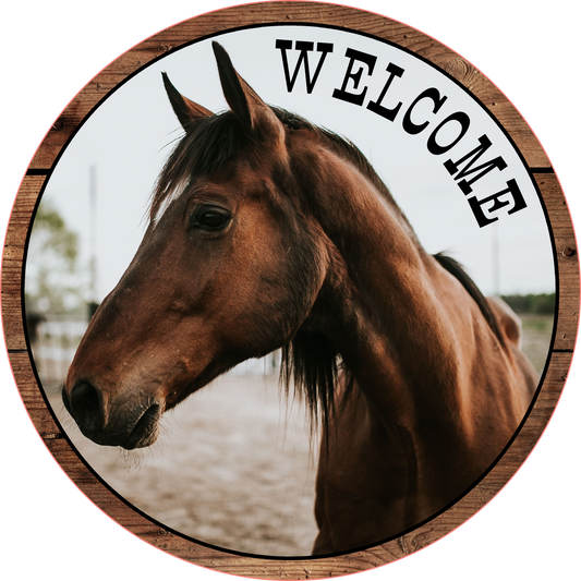 Just A Girl Loves Horses Welcome Round Sign