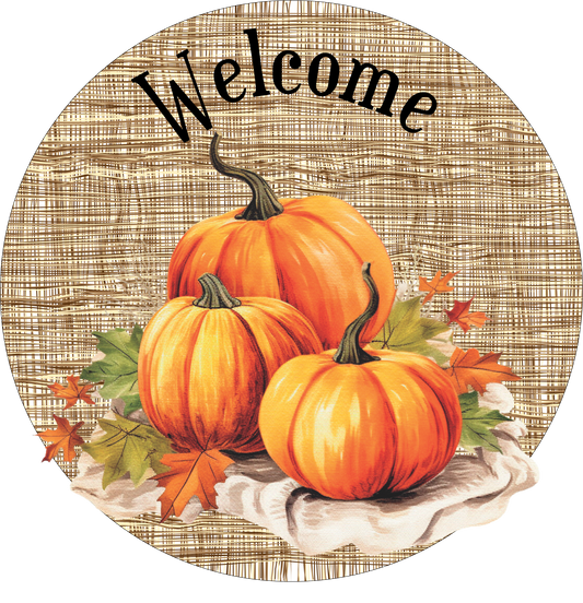 Jute, orange and brown welcome fall Sign